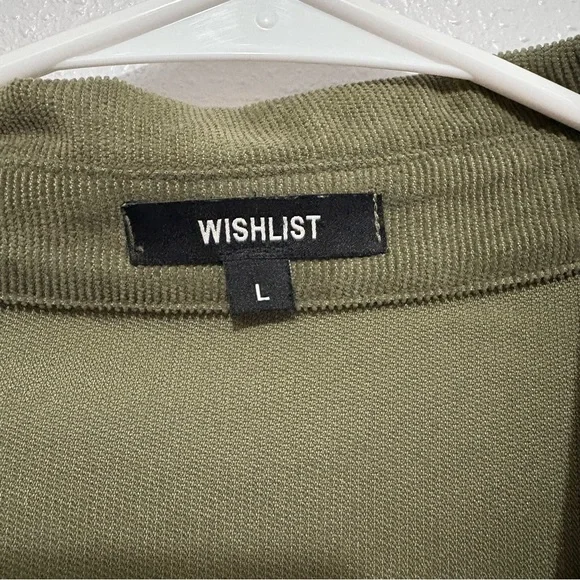 Wishlist Long Sleeve Green Corduroy Type Dress with Pockets - Size Large - Picture 2 of 8